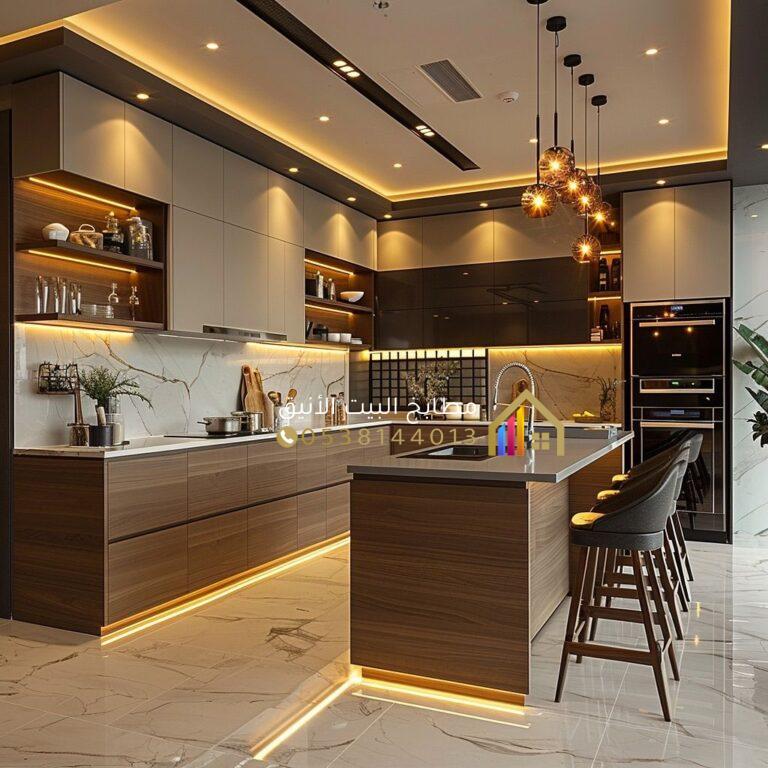 أفضل مطابخ جاهزة في الرياض بتصميم مودرن باللون الأبيض والأسود